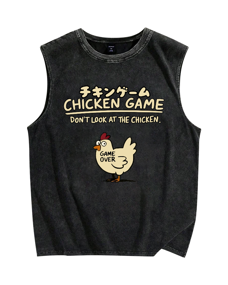Chicken Game Vintage Distressed Washed Tank Top