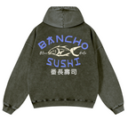 Bancho Sushi Vintage Washed Cotton Back Art Hoodie
