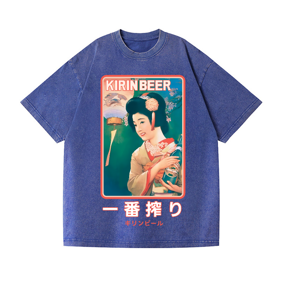 Kirin Beer Vintage Wash Japanese Design T-Shirt
