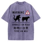 Animal On Road Vintage Washed T-shirt