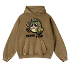 Sumo Fish Daruma Sushi Vintage Washed Thick Cotton Hoodie
