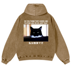 Cat Vintage Washed Cotton Back Art Hoodie