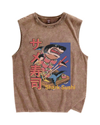 Shark sushi Vintage Distressed Washed Tank Top