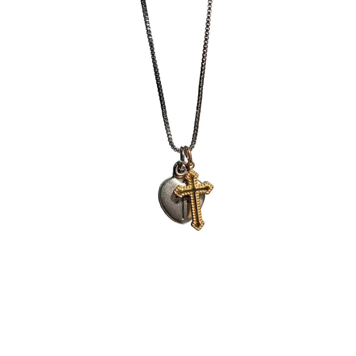 Vintage heart-shaped cross necklace