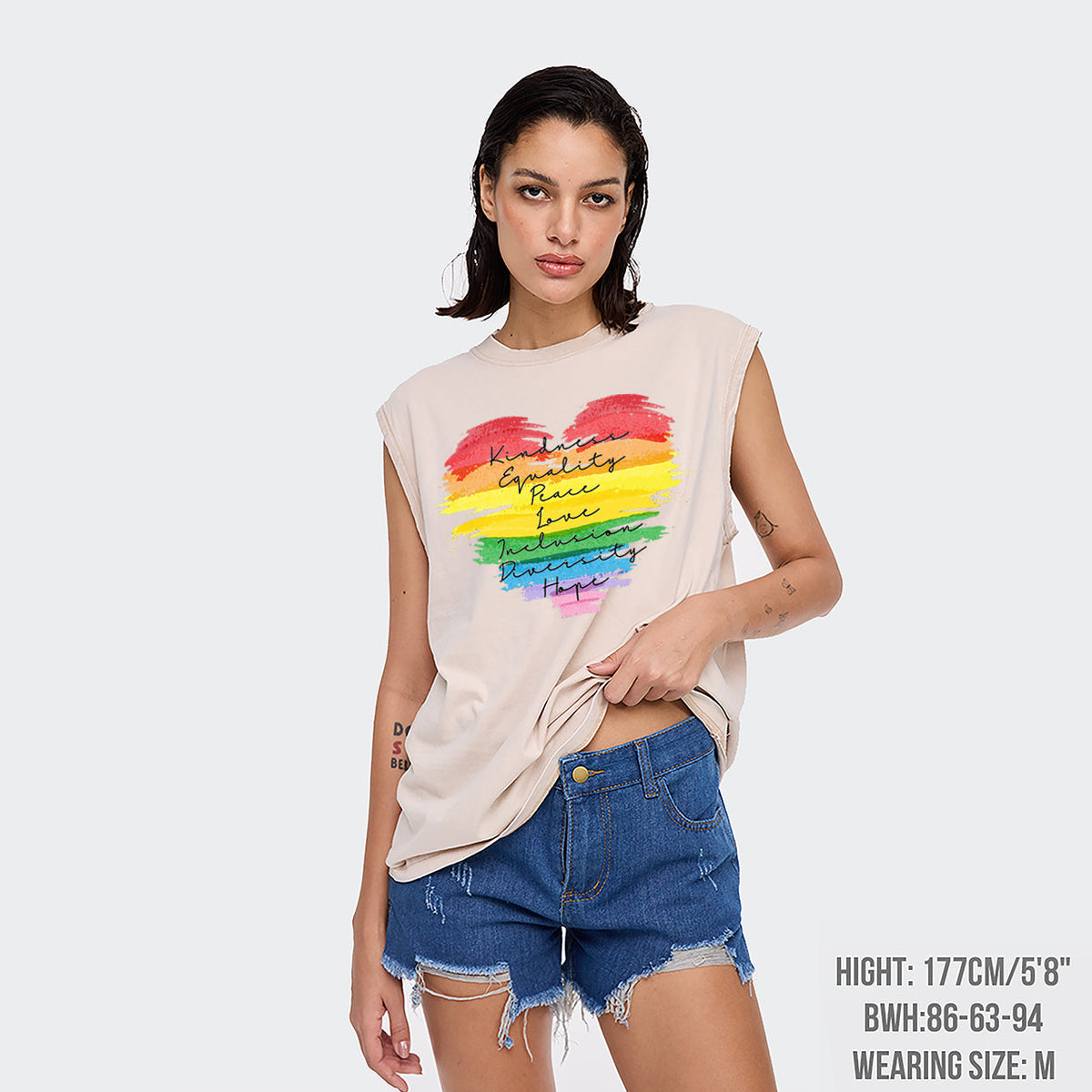 Kindness Equality Peace Love Washed Tanks