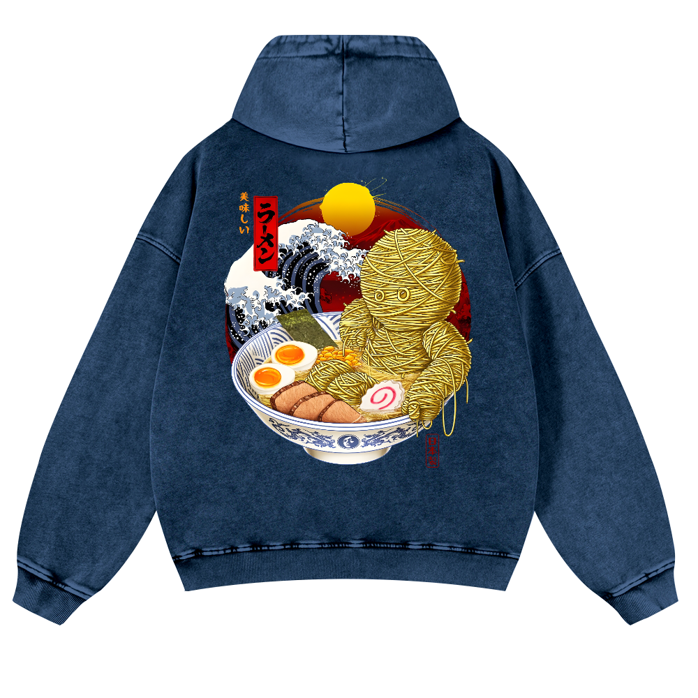 Ramen Yummy Vintage Washed Cotton Back Art Hoodie