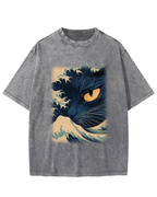 Cats in Japan's Giant Waves Vintage Washed T-shirt