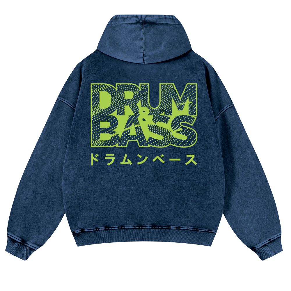 Drum & Bass Vintage Washed Cotton Back Art Hoodie