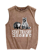 Stay Trashy Vintage Distressed Washed Tank Top