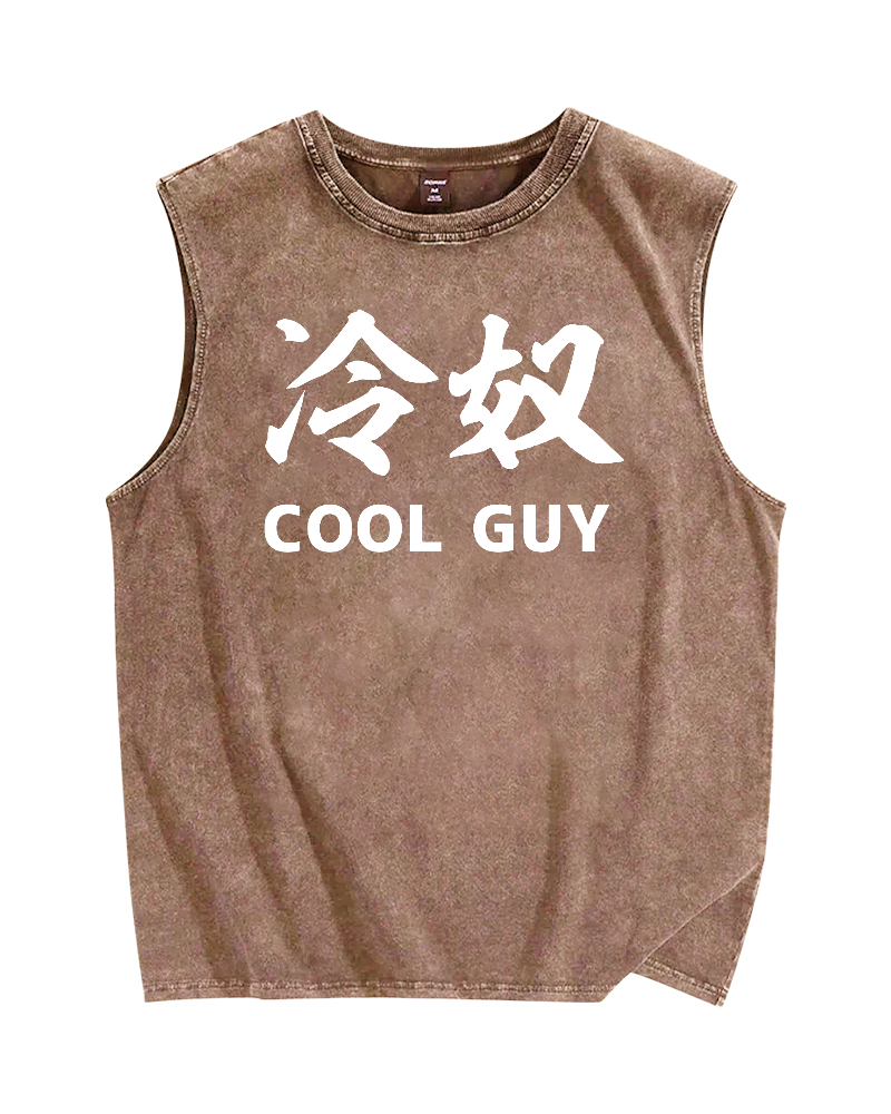 Cool Guy Japanese Vintage Distressed Washed Tank Top