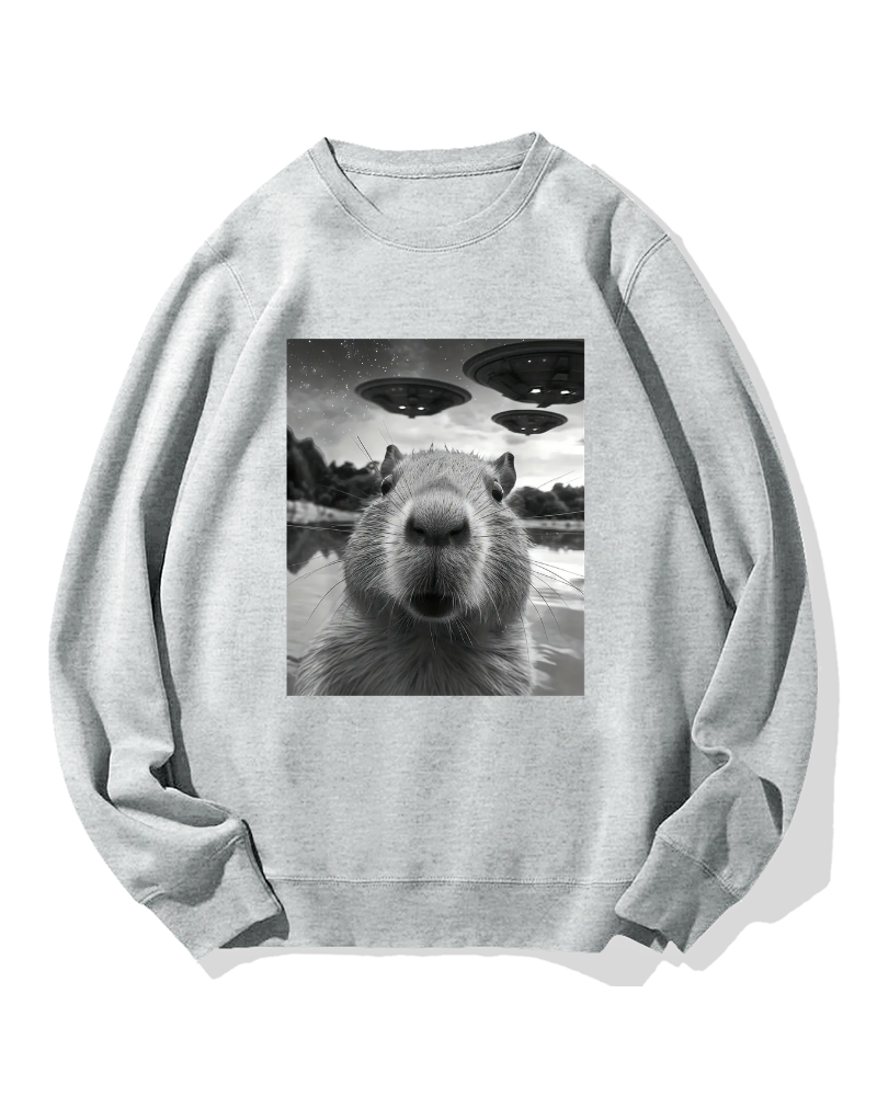 UFO and Capybara Cotton Sweatshirt