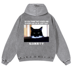 Cat Vintage Washed Cotton Back Art Hoodie
