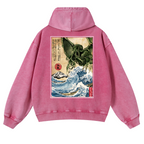 Octopus Ukiyoe Vintage Washed Cotton Back Art Hoodie