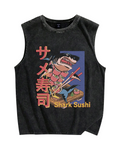 Shark sushi Vintage Distressed Washed Tank Top