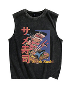Shark sushi Vintage Distressed Washed Tank Top