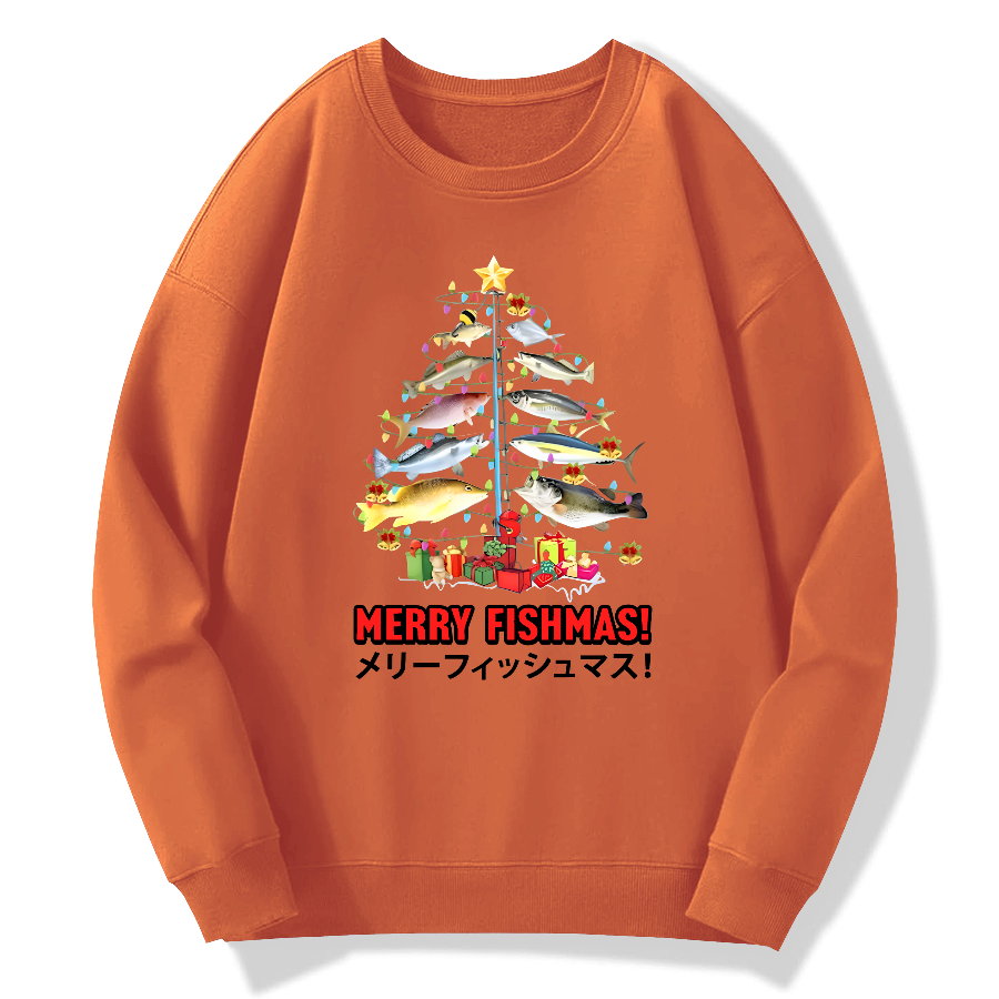 Christmas Fish Tree Japanese Style Cotton Pullover Sweatshirt
