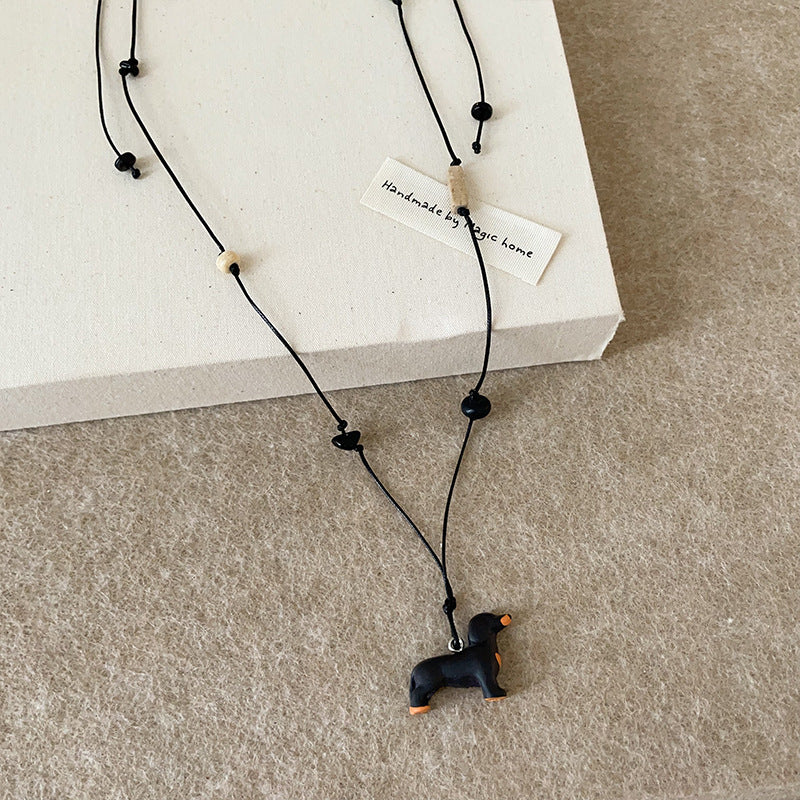 3D Dachshund Long Necklace Sweater Chain
