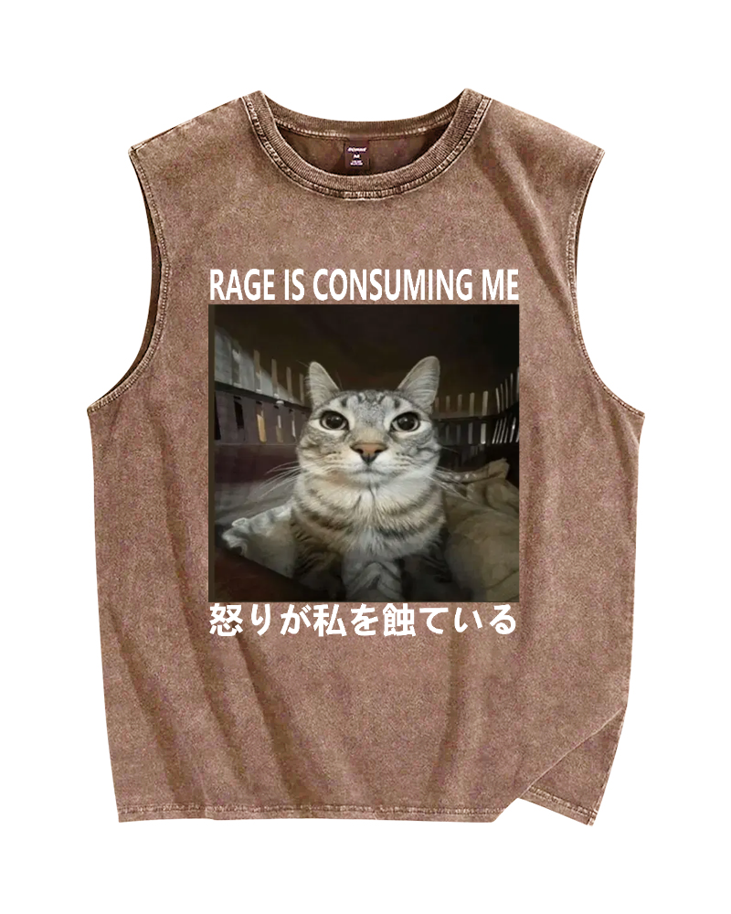 Rage is consuming me Vintage Distressed Washed Tank Top