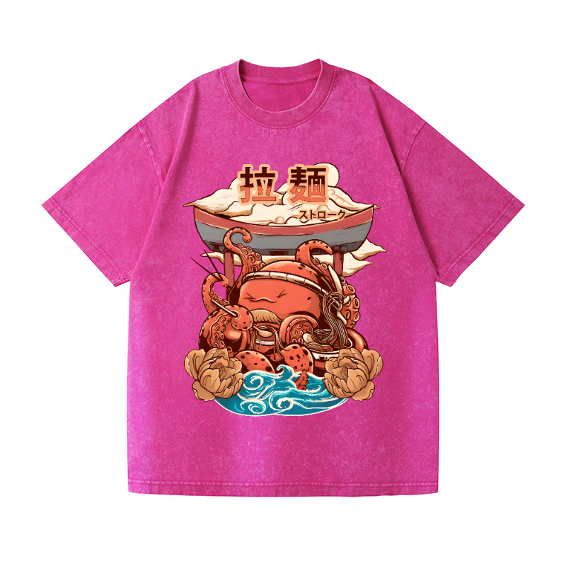Ramen Octopus Vintage Wash Japanese Design T-Shirt