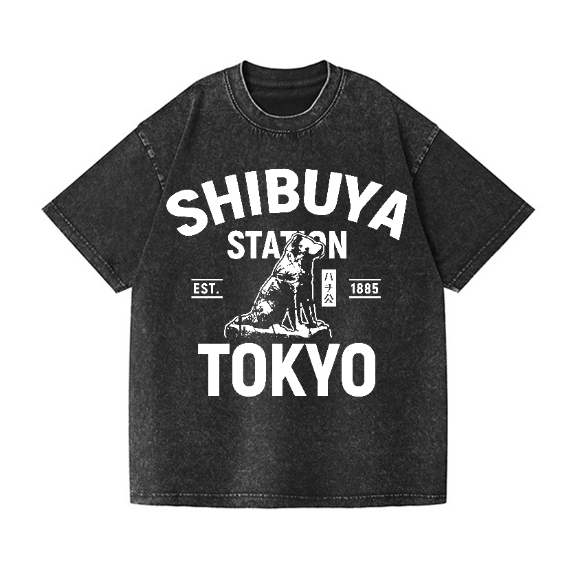 Shibuya Hachiko Vintage Wash Japanese Design T-Shirt