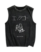 I love sleeping Cat Vintage Distressed Washed Tank Top