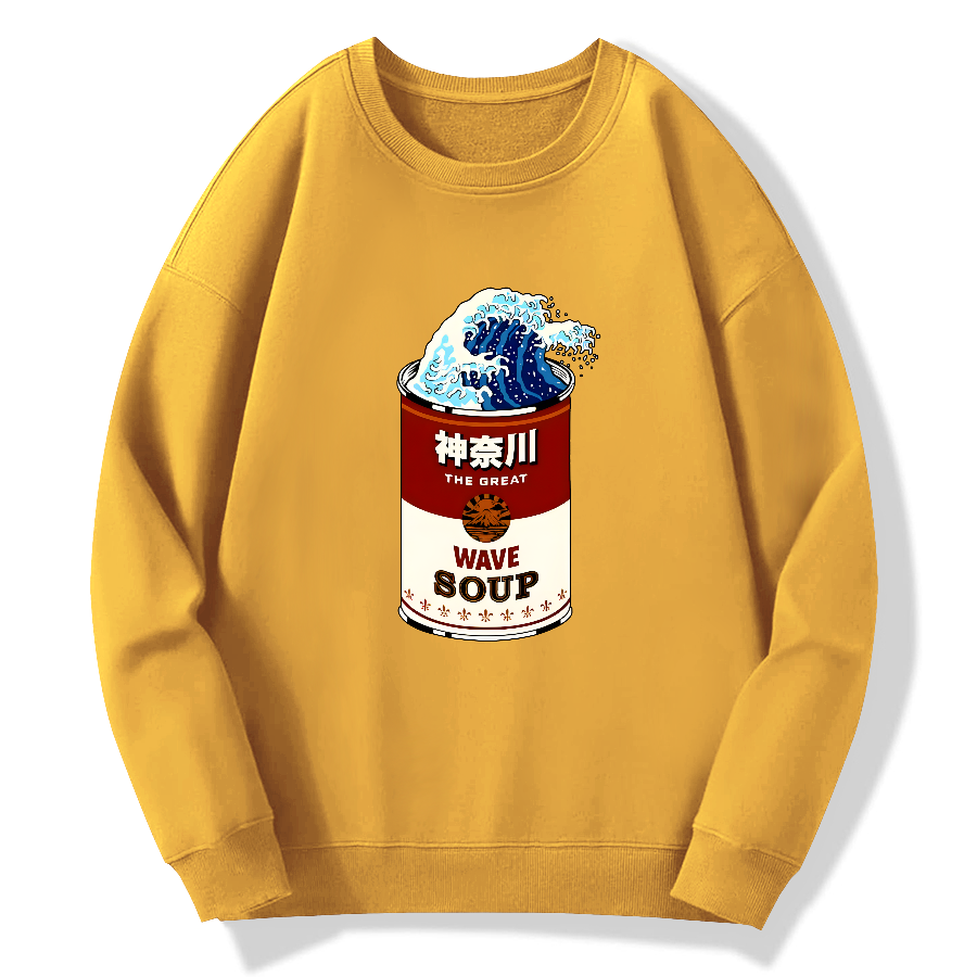 Kanagawa Retro Cotton Pullover Sweatshirt