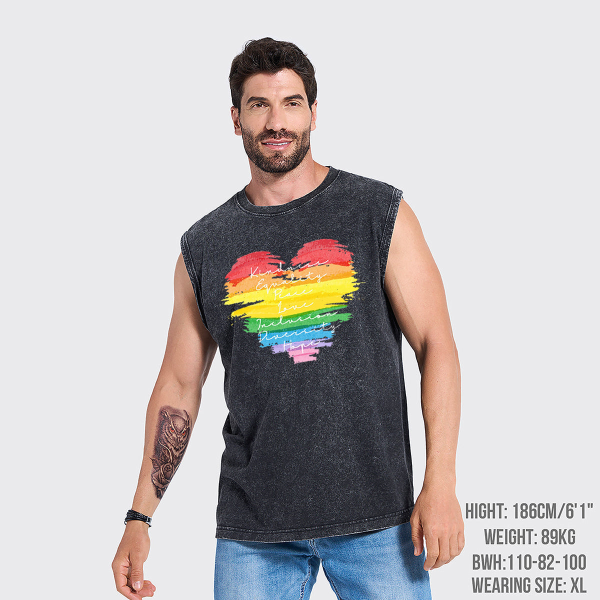 Kindness Equality Peace Love Washed Tanks