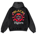 Black Cat Vintage Washed Cotton Back Art Hoodie
