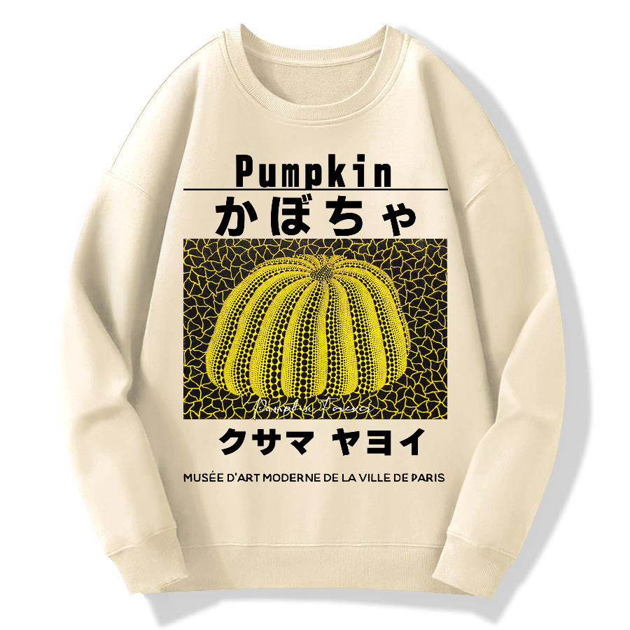 Japanese Yellow Punpkin Geek Cotton Sweatshirt