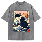 Kanagawa cat Vintage Washed T-shirt