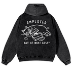 Cat Vintage Washed Cotton Back Art Hoodie