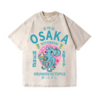 Osaka Dotonbori Drunken Octopus Vintage Wash Japanese Design T-Shirt