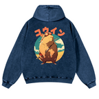Capybara Vintage Washed Cotton Back Art Hoodie