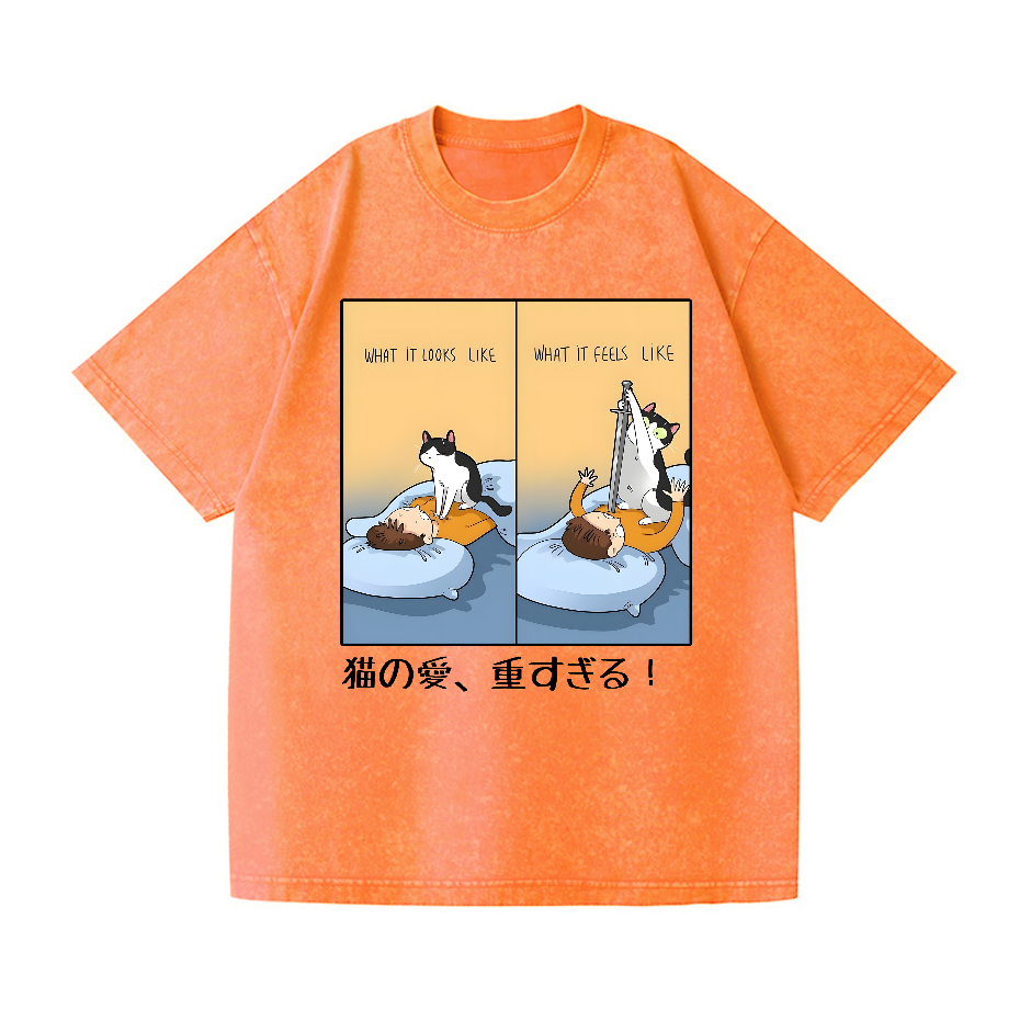 Cat Love Vintage Wash Japanese Design T-Shirt