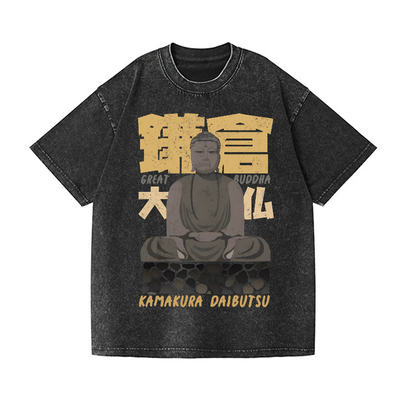 Kamakura Daibutsu Great Buddha Vintage Wash Japanese Design T-Shirt