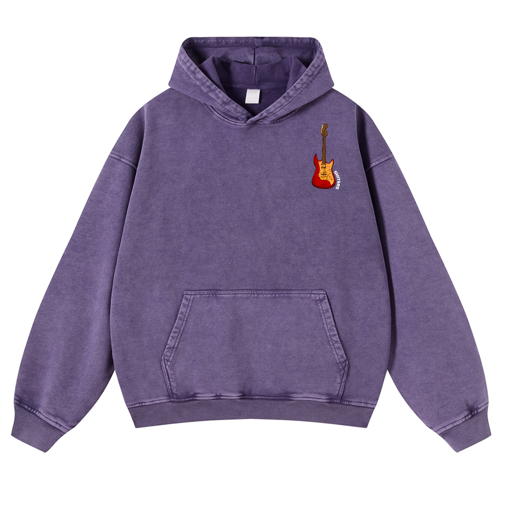 Guitars Vintage Washed Cotton Back Art Hoodie
