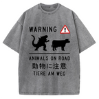 Animal On Road Vintage Washed T-shirt
