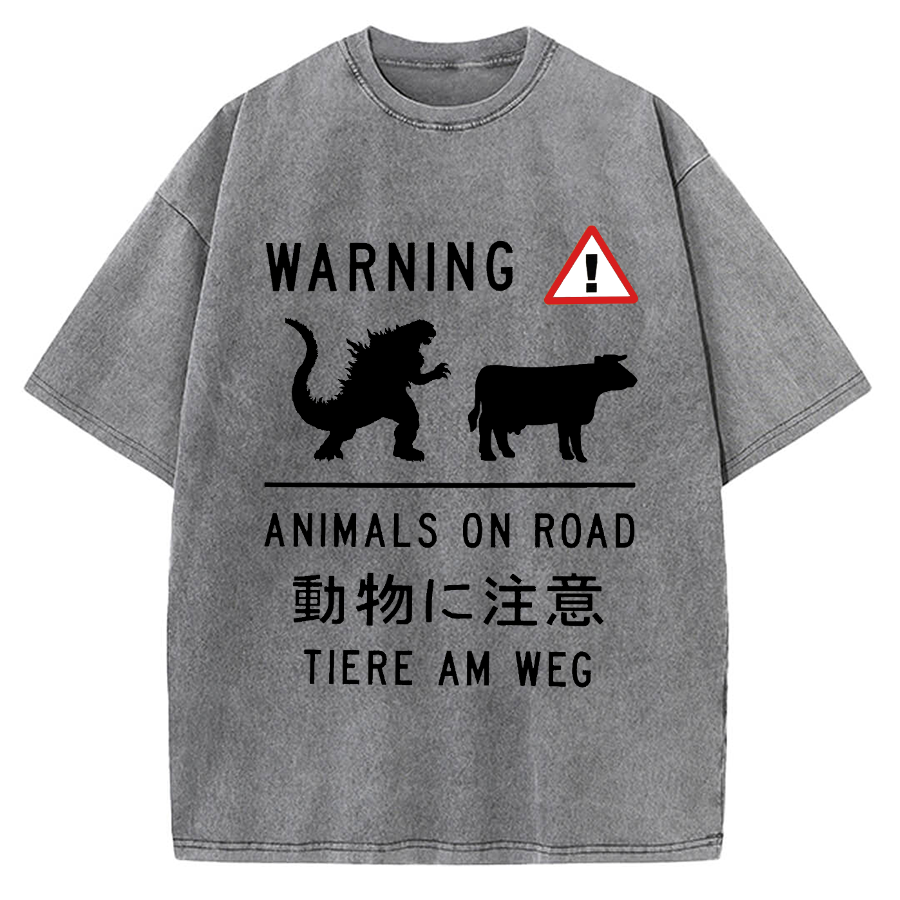 Animal On Road Vintage Washed T-shirt