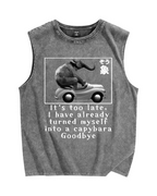 Funny elephant driving a car Vintage Distressed Washed Tank Top