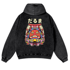 Daruma Vintage Washed Cotton Back Art Hoodie