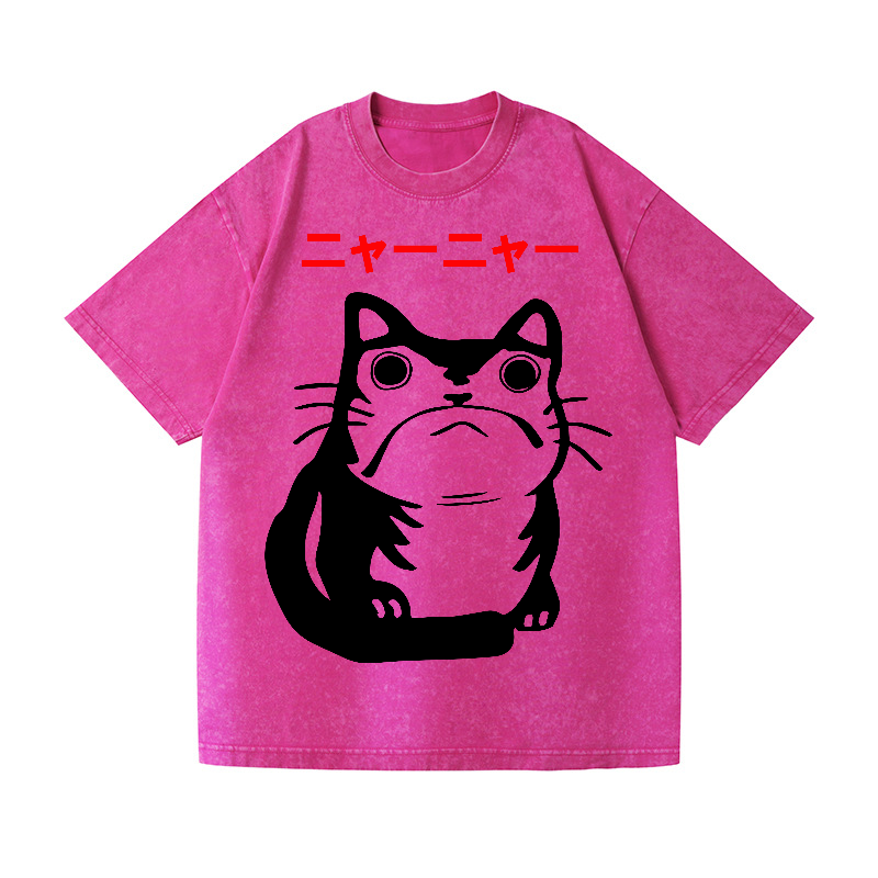 Cat Frog Vintage Wash Japanese Design T-Shirt