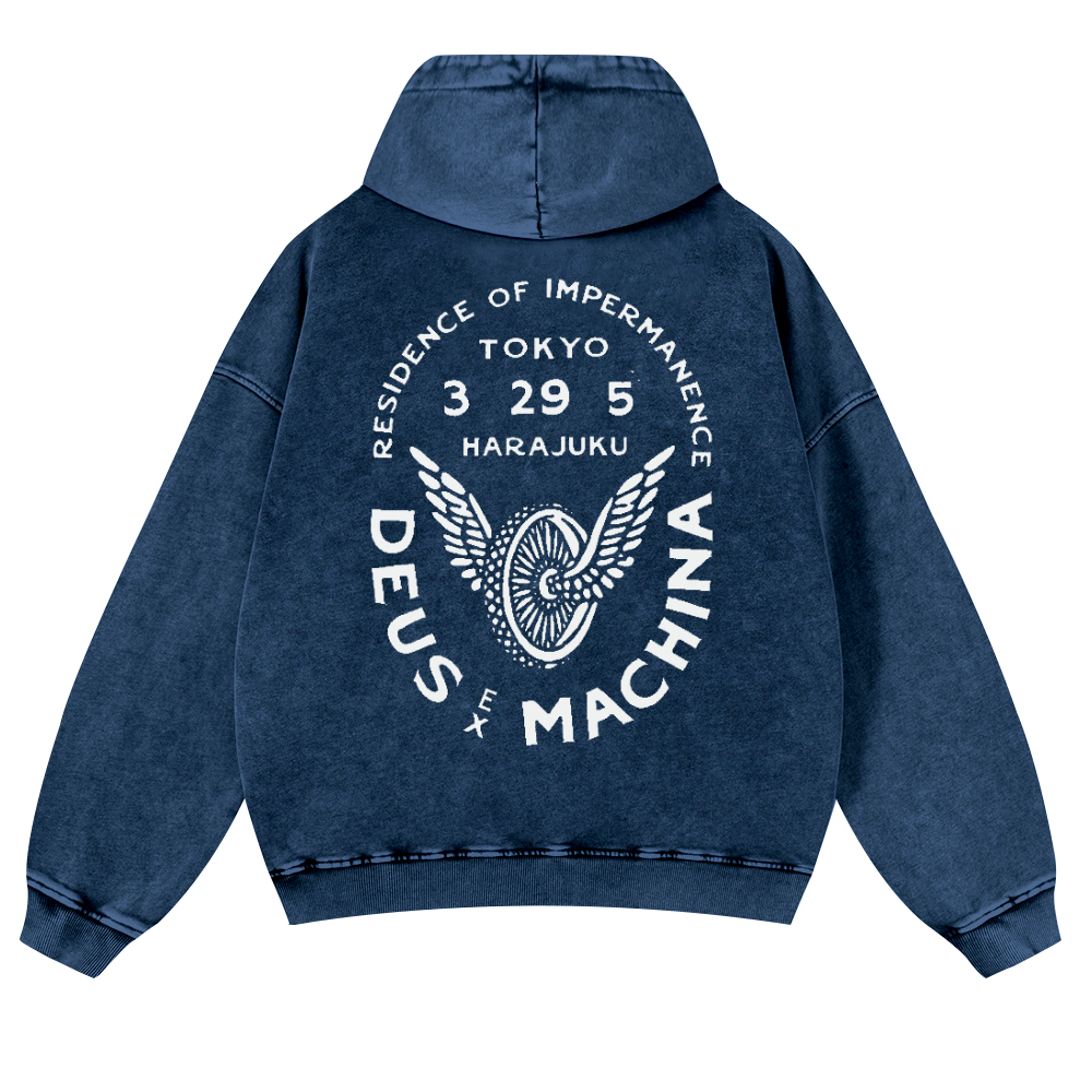 Harajuku Vintage Washed Cotton Back Art Hoodie