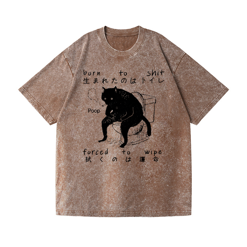 Black Cat Vintage Wash Japanese Design T-Shirt