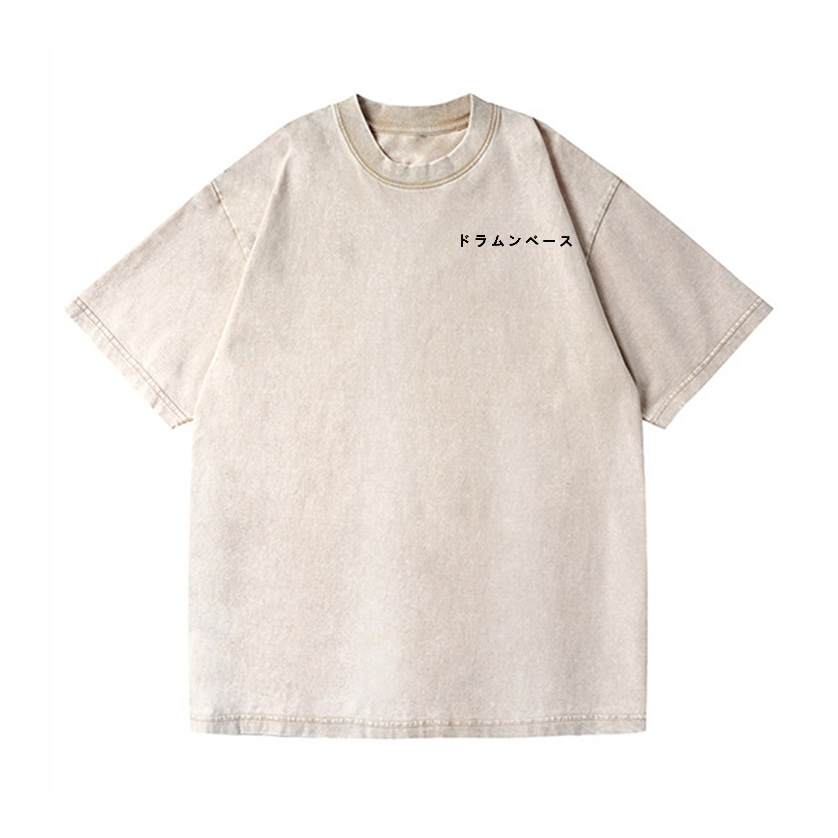 Drum and Bass Vintage Wash Japanese Design Back Art T-Shirt