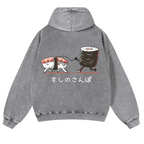 Sushi Vintage Washed Cotton Back Art Hoodie