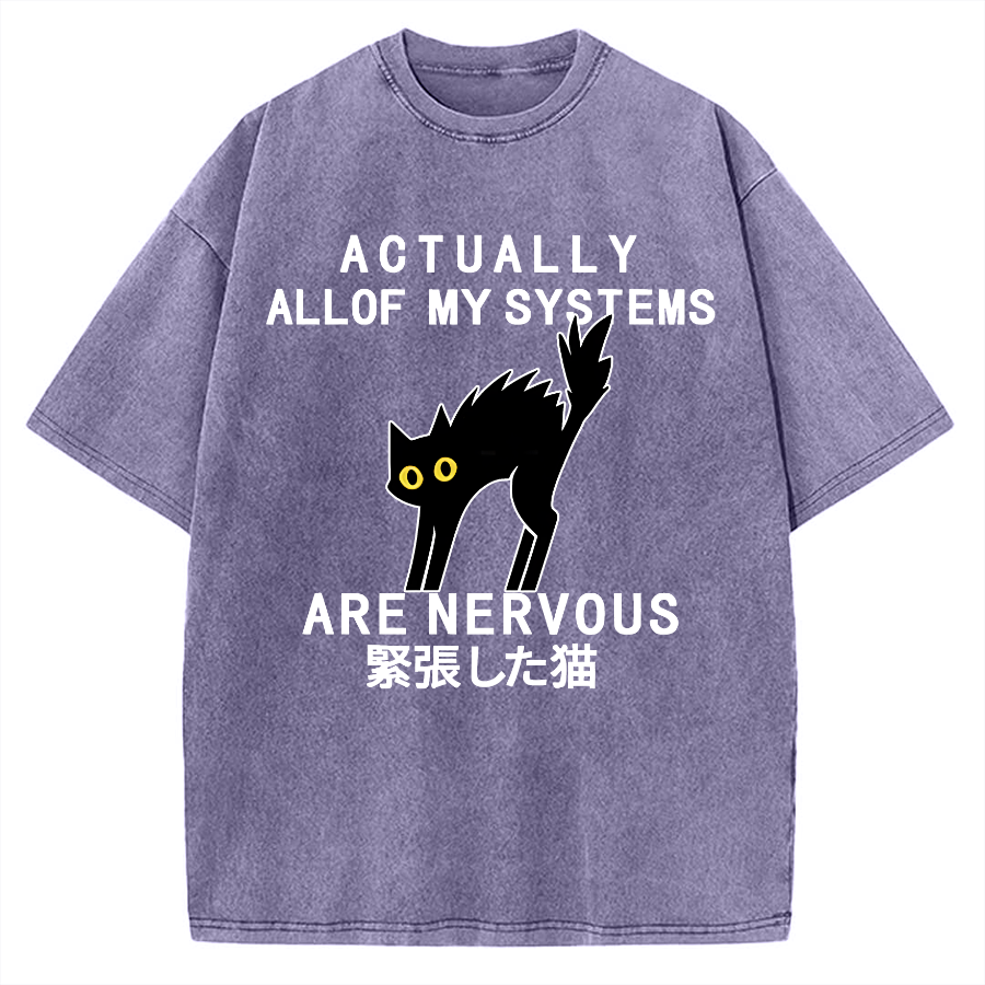 Nervous Cat Vintage Washed T-shirt