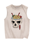 Skull Ramen Vintage Distressed Washed Tank Top
