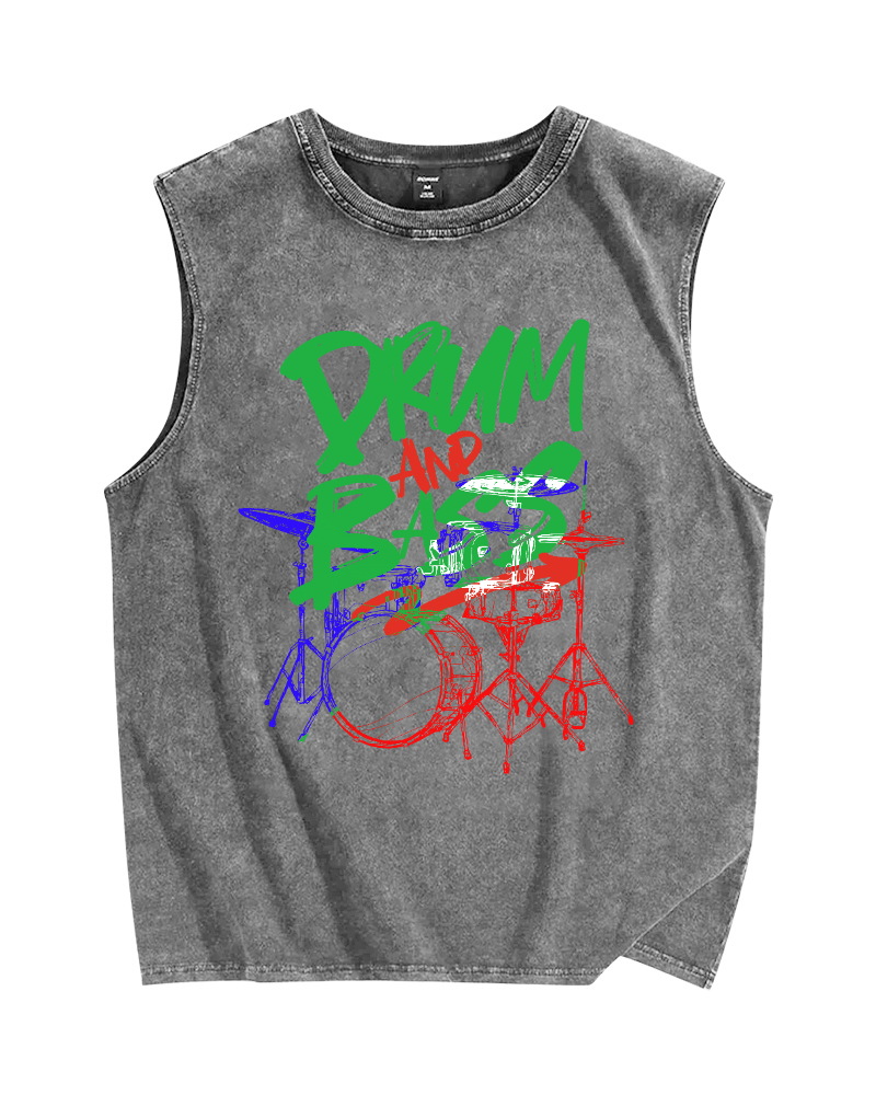 Drum And Bass Vintage Distressed Washed Tank Top