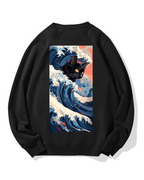 Cat of the Great Wave off Kanagawa Cotton Sweatshirt