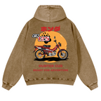 Hunter Cub Motorcycle Bike Vintage Washed Cotton Back Art Hoodie